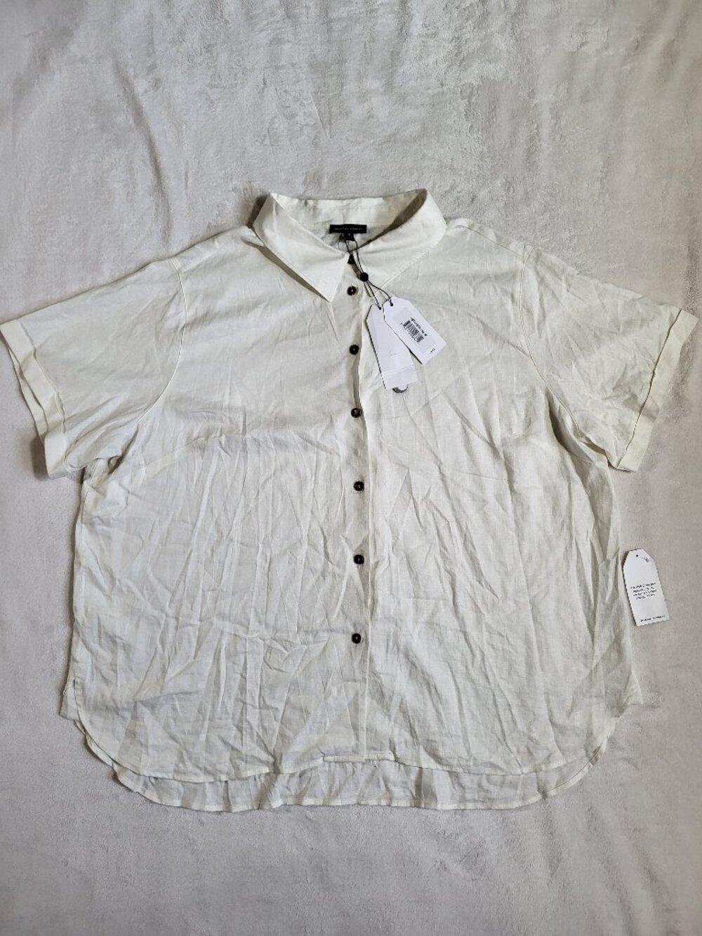 Universal Standard Women's Oversized Button Up Shirt Short-Sleeve Off-White M